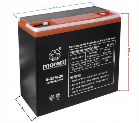 Akumulator Moretti 6-DZM-20 12V Martinelli Akumulator Moretti 6-DZM-20 12V Martinelli