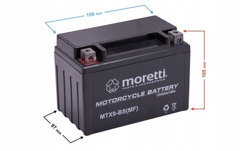 Akumulator Moretti AGM (Gel) MTX9-BS Martinelli Akumulator Moretti AGM (Gel) MTX9-BS Martinelli
