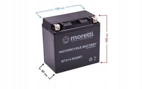 NOWY Akumulator Moretti AGM (Gel) MTX14-BS Martinelli NOWY Akumulator Moretti AGM (Gel) MTX14-BS Martinelli