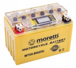 AKUMULATOR ŻELOWY ŻEL MORETTI AGM MTX9-BS ZE WSKAŹNIKIEM SKUTER MOTOCYKL