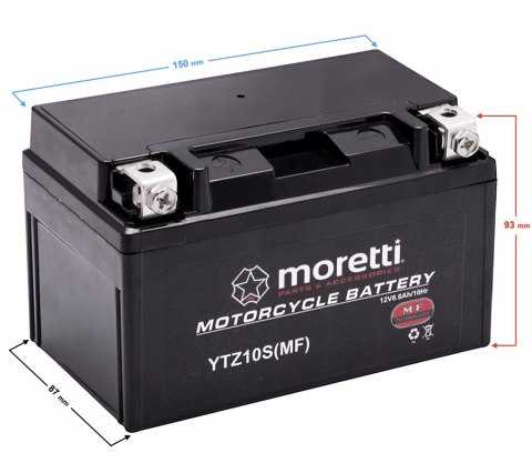 Akumulator AGM Moretti MTZ10S 8,6Ah 12V YTZ10S Martinelli Akumulator AGM Moretti MTZ10S 8,6Ah 12V YTZ10S Martinelli