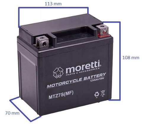 Akumulator AGM Moretti MTZ7S 12V Martinelli Akumulator AGM Moretti MTZ7S 12V Martinelli