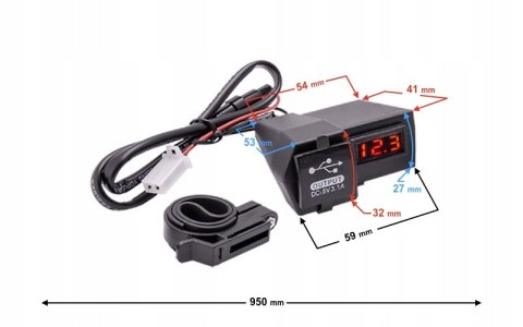 Gniazdo USB na kierownicę motocykl quad ze wskaźnikiem napięcia 5V 3,1A Gniazdo USB na kierownicę motocykl quad ze wskaźnikiem napięcia 5V 3,1A