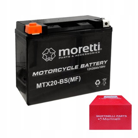 MORETTI MTX20-BS akumulator motocyklowy 20 Ah Martinelli MORETTI MTX20-BS akumulator motocyklowy 20 Ah Martinelli