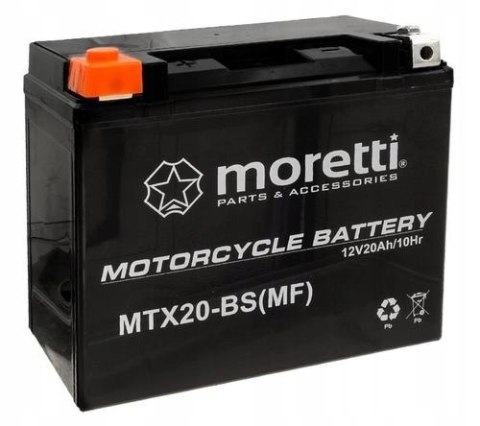 MORETTI MTX20-BS akumulator motocyklowy 20 Ah Martinelli MORETTI MTX20-BS akumulator motocyklowy 20 Ah Martinelli