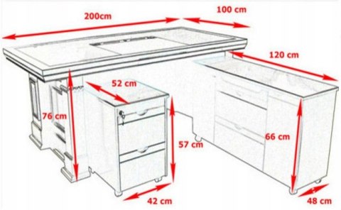 STYLOWE KLASYCZNE BIURKO GABINETOWE FORNIR 200cm Martinelli STYLOWE KLASYCZNE BIURKO GABINETOWE FORNIR 200cm Martinelli