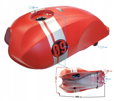 ZBIORNIK PALIWA CZERWONY DO MOTOCYKLA CAFE RACER Martinelli ZBIORNIK PALIWA CZERWONY DO MOTOCYKLA CAFE RACER Martinelli