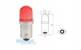 ŻARÓWKA BOSMA 12V 1*LED STANDARD BA9S RED BLISTER Martinelli