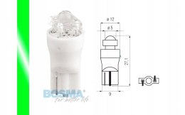 ŻARÓWKA BOSMA 12V 1*LED STANDARD T10 GREEN DIAMOND Martinelli