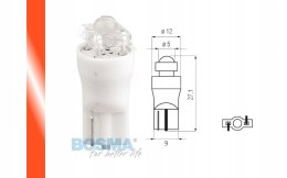 ŻARÓWKA BOSMA 12V 1*LED STANDARD T10 RED DIAMOND B Martinelli