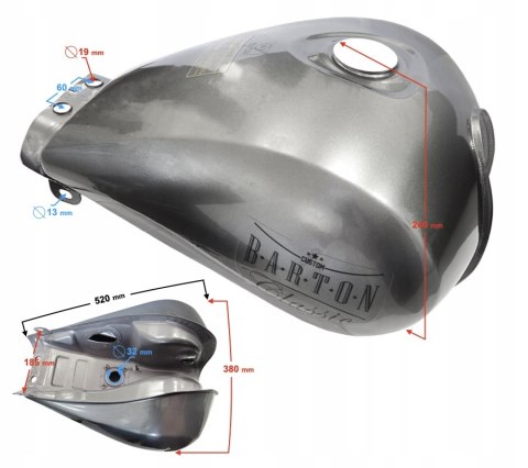 ZBIORNIK PALIWA SREBRNY CLASSIC 125 (EURO 5) Martinelli ZBIORNIK PALIWA SREBRNY CLASSIC 125 (EURO 5) Martinelli