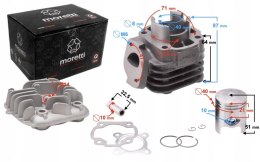CYLINDER I GŁOWICA DO SKUTERA 2T 50CC 1PE40QMB SW. Martinelli