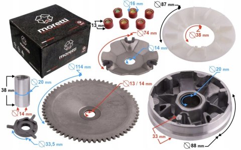ZESTAW KOMPLET WARIATOR PASEK 669 SKUTER 4T GY6 Martinelli ZESTAW KOMPLET WARIATOR PASEK 669 SKUTER 4T GY6 Martinelli