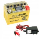 AKUMULATOR ŻEL LCD MTX4L-BS YTX4L-BS 4Ah MORETTI + ŁADOWARKA 12V