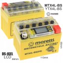 AKUMULATOR ŻEL LCD MTX4L-BS YTX4L-BS 4Ah MORETTI + ŁADOWARKA 12V