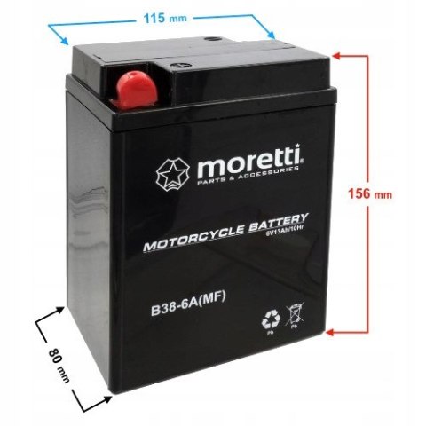 AKUMULATOR ŻELOWY B38-6A 13Ah 6V JUNAK SHL WSK