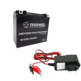 Akumulator Moretti MTX20L-BS + ŁADOWARKA DO AKUMULATORÓW ŻELOWYCH 12V 1A
