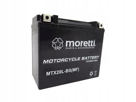 Akumulator Moretti MTX20L-BS + ŁADOWARKA DO AKUMULATORÓW ŻELOWYCH 12V 1A