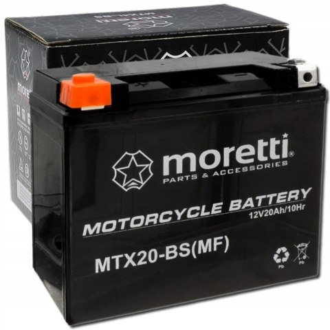 Akumulator Moretti MTX20L-BS + ŁADOWARKA DO AKUMULATORÓW ŻELOWYCH 12V 1A