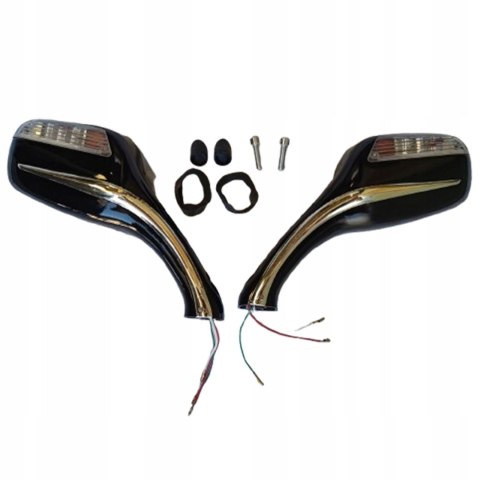 LUSTERKA LED Z KIERUNKOWSKAZAMI 8MM SKUTER ZIPP MARTINELLI CZARNE KOMPLET