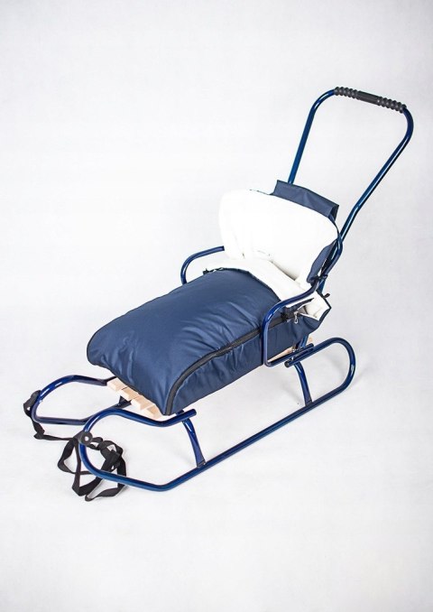 METALOWE SANKI DZIECIĘCE Z OPARCIEM ZE ŚPIWORKIEM + PCHACZ + PODNÓŻKI