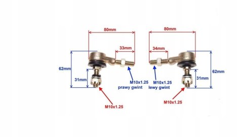 QUAD ATV BASHAN KOŃCÓWKA DRĄŻKA KIEROWNICZEGO