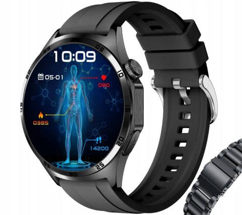 SMARTWATCH ZEGAREK EKG CIŚNIENIOMIERZ SKŁAD KRWI AMOLED MENU POLSKI 2 Paski