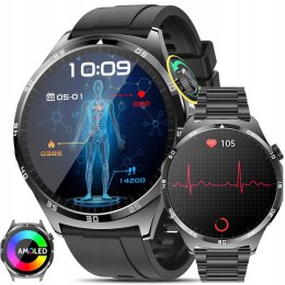 SMARTWATCH ZEGAREK EKG CIŚNIENIOMIERZ SKŁAD KRWI AMOLED MENU POLSKI 2 Paski