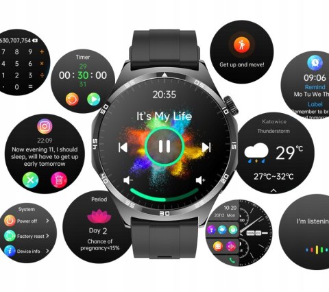 SMARTWATCH ZEGAREK EKG CIŚNIENIOMIERZ SKŁAD KRWI AMOLED MENU POLSKI 2 Paski