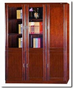 Szafa biurowa C-24 - przeszklona witryna z częścią zamykaną, kolor brąz