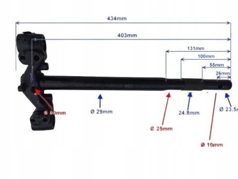 Sztyca Kolumna Sterująca Skuter Koła 10" do Skutera Baotian Kingway Romet
