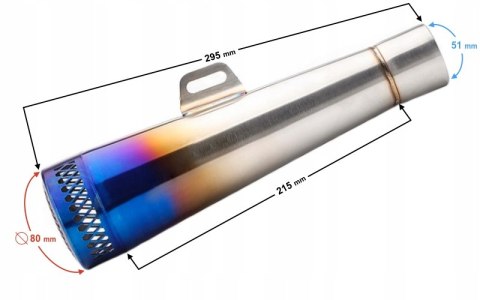 TŁUMIK TUNINGOWY UNIWERSALNY STAL010 SPORTOWY NIEBIESKI ATV MOTOR SKUTER