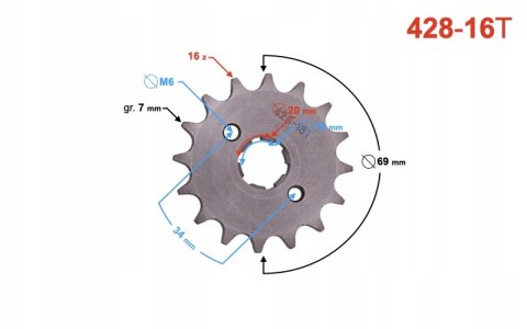 ZĘBATKA ZDAWCZA MORETTI 16/428 DO TZ125 Martinelli