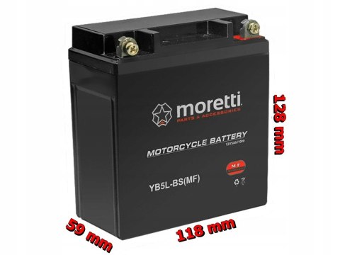 NOWY AKUMULATOR MORETTI AGM (Gel) MB5L-BS SKUTER QUAD MOTOROWER 5AH