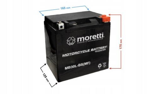 NOWY Akumulator motocyklowy AGM MB30L-BS 12V 30Ah 300A Martinelli