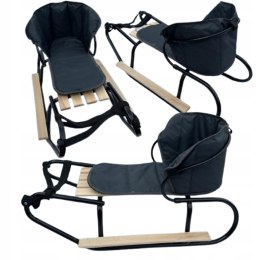 Polskie sanki metalowe z oparciem i podnóżkami - tradycyjne, solidne sanie