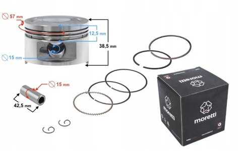 TŁOK MORETTI 150CC SKUTER 4T, ŚR:57,4, SW:15, C:20 Martinelli