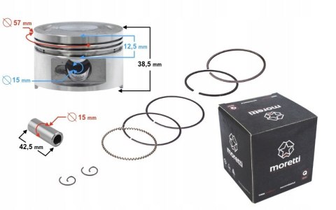 TŁOK MORETTI 150CC SKUTER 4T, ŚR:57,4, SW:15, C:20 Martinelli