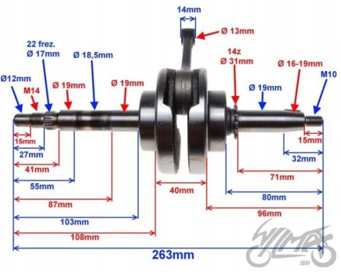 WAŁ KORBOWY QUAD ATV 110-125CC AUTOMAT SILNIK 4T