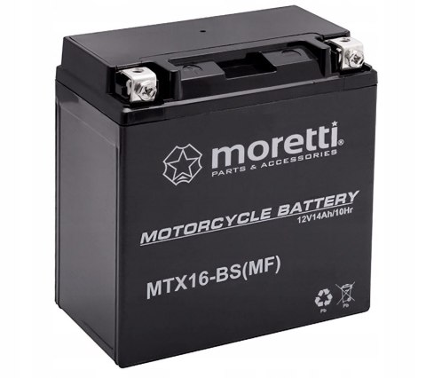Akumulator żelowy 12V 14Ah Moretti YTX16B-BS (MTX16-BS) Martinelli