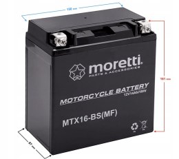 Akumulator żelowy 12V 14Ah Moretti YTX16B-BS (MTX16-BS) Martinelli