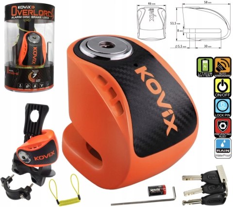 Blokada tarczy hamulcowej KOVIX KNX6 neonowa pomarańczowa Martinelli