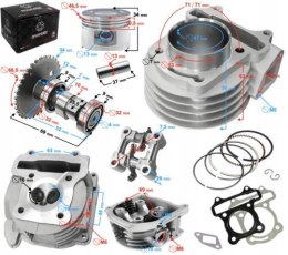 Cylinder i głowica 80cc Moretti do skutera GY6, bez zaworu recyrkulacji