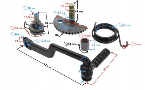 DŹWIGNIA ROZRUSZNIKA NOŻNEGO DO SKUTERA TWENTY ONE Martinelli