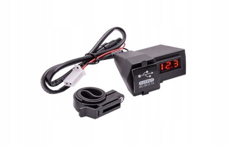 Gniazdo USB na kierownicę motocykl quad ze wskaźnikiem napięcia 5V 3,1A