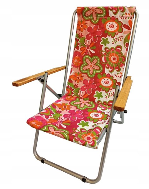 KRZESŁO LEŻAK PLAŻOWY TURYSTYCZNY KWIATY WYPRODUKOWANY W POLSCE GUSIO