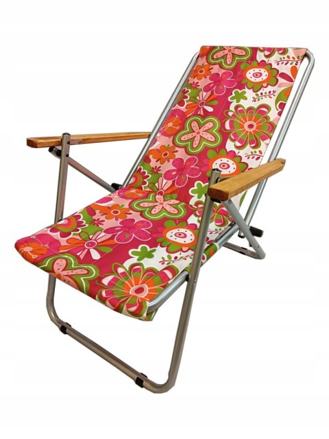 KRZESŁO LEŻAK PLAŻOWY TURYSTYCZNY KWIATY WYPRODUKOWANY W POLSCE GUSIO