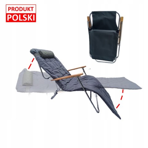 LEŻAK WAKACYJNY GUSIO KOMFORT I JAKOŚĆ Z POLSKI WZMACNIANY DREWANIE RĄCZKI