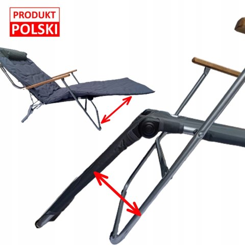 LEŻAK WAKACYJNY GUSIO KOMFORT I JAKOŚĆ Z POLSKI WZMACNIANY DREWANIE RĄCZKI