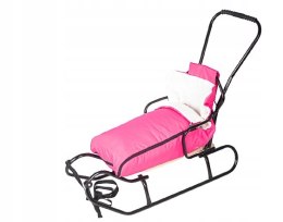 SOLIDNE METALOWE SANKI DLA DZIECI ZE ŚPIWORKIEM OPARCIEM I PCHACZEM POLSKIE